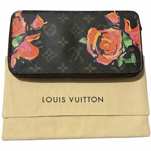 Louis Vuitton LV RARE Special Edition Brown Floral Monogram Zippy Wallet